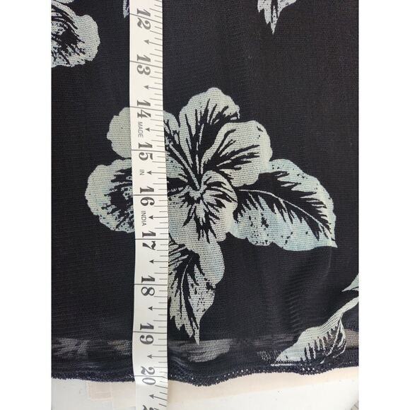 Tommy Bahama silk mesh blouse L lined sheer sleeves palm print Babydoll Y2k Boho - Picture 8 of 9